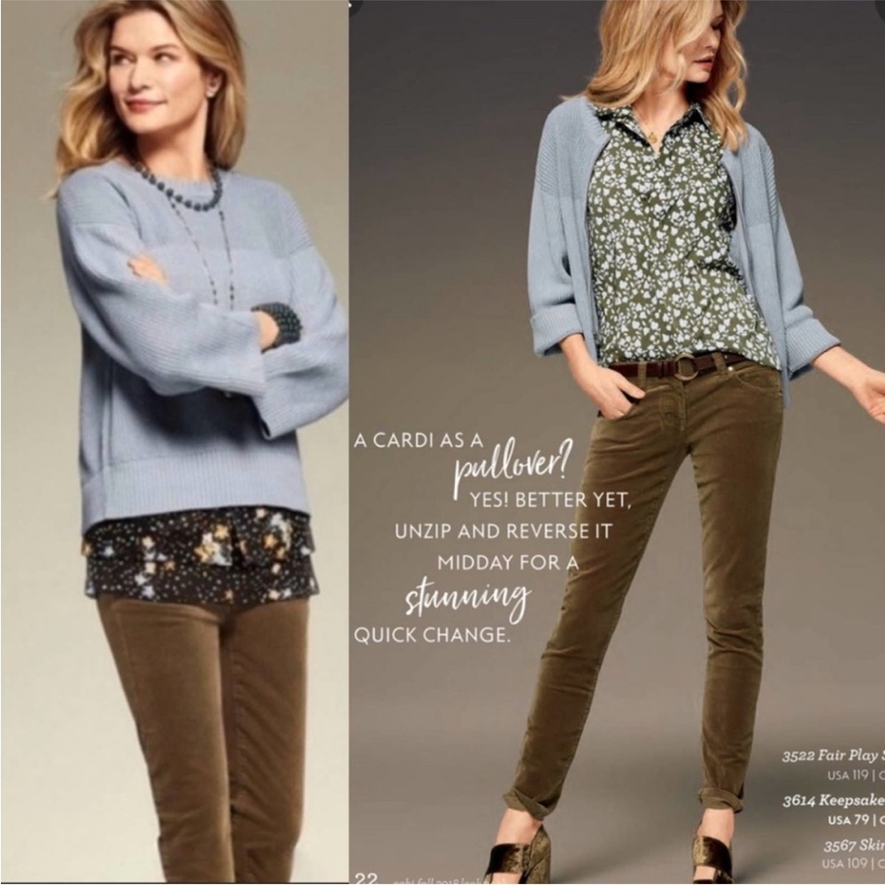 Cabi Style 3522 Reversible Fair Play Sweater icy blue L
